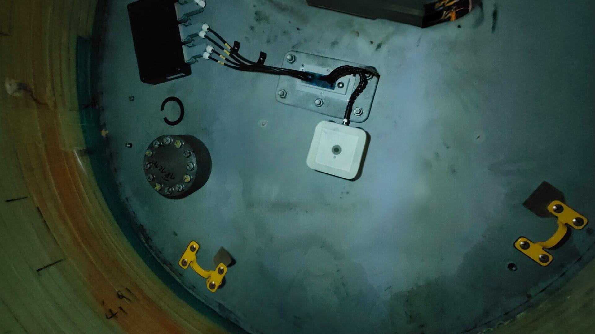 Installation of IN BLADE technology inside the rotor blade for structural health monitoring.