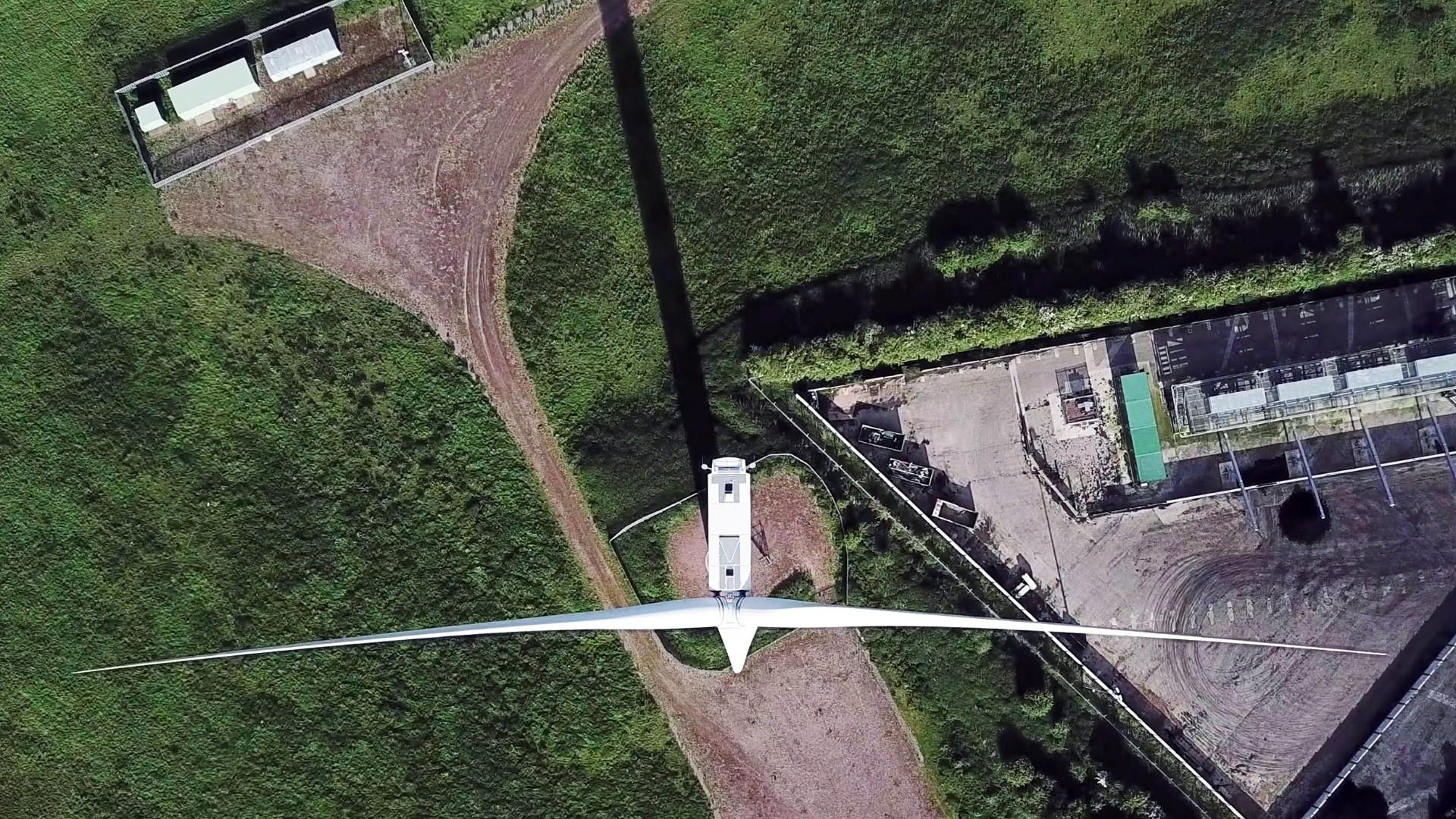 White turbine view from above.