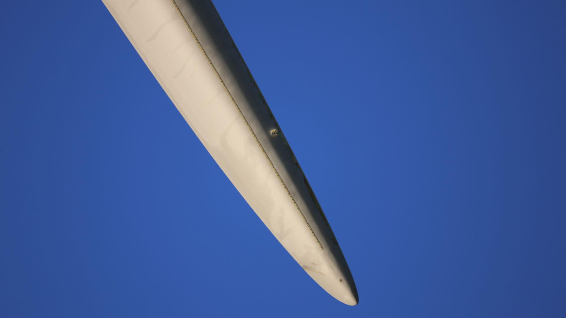 Leading edge erosion on wind turbine rotor blade.