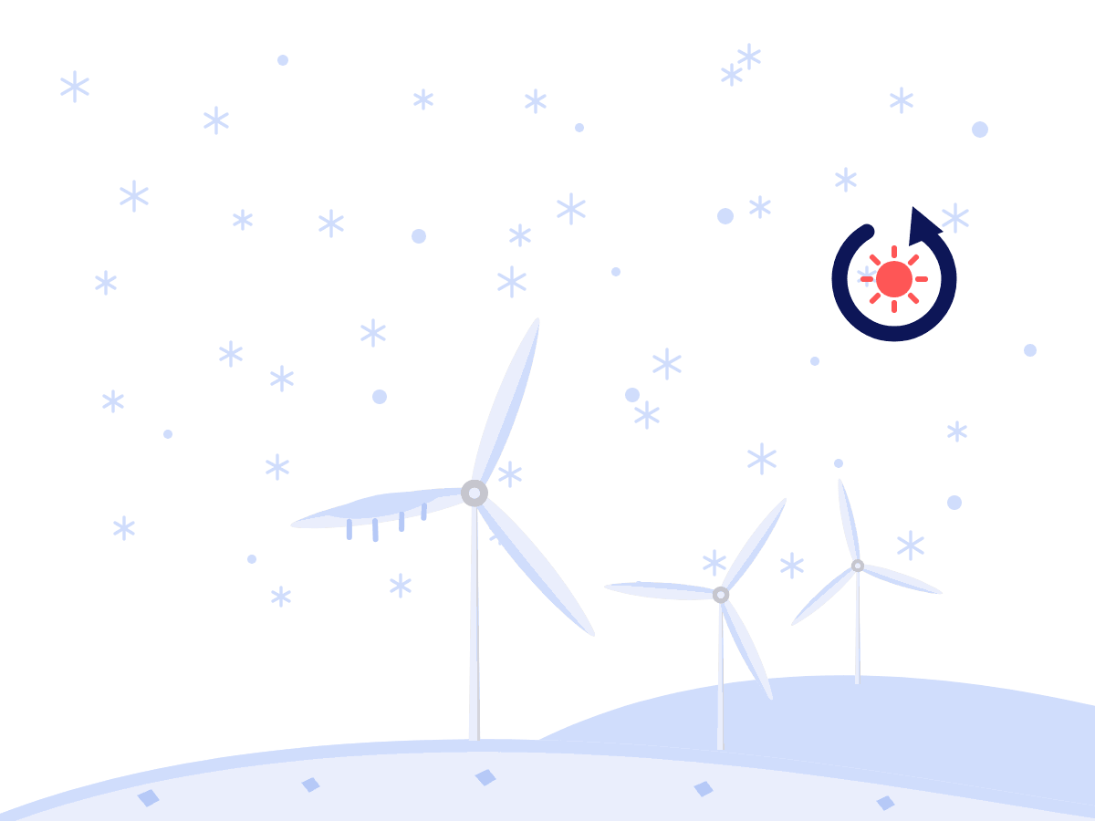 Wind turbines in icing conditions, restarting once the ice has cleared from the blades.