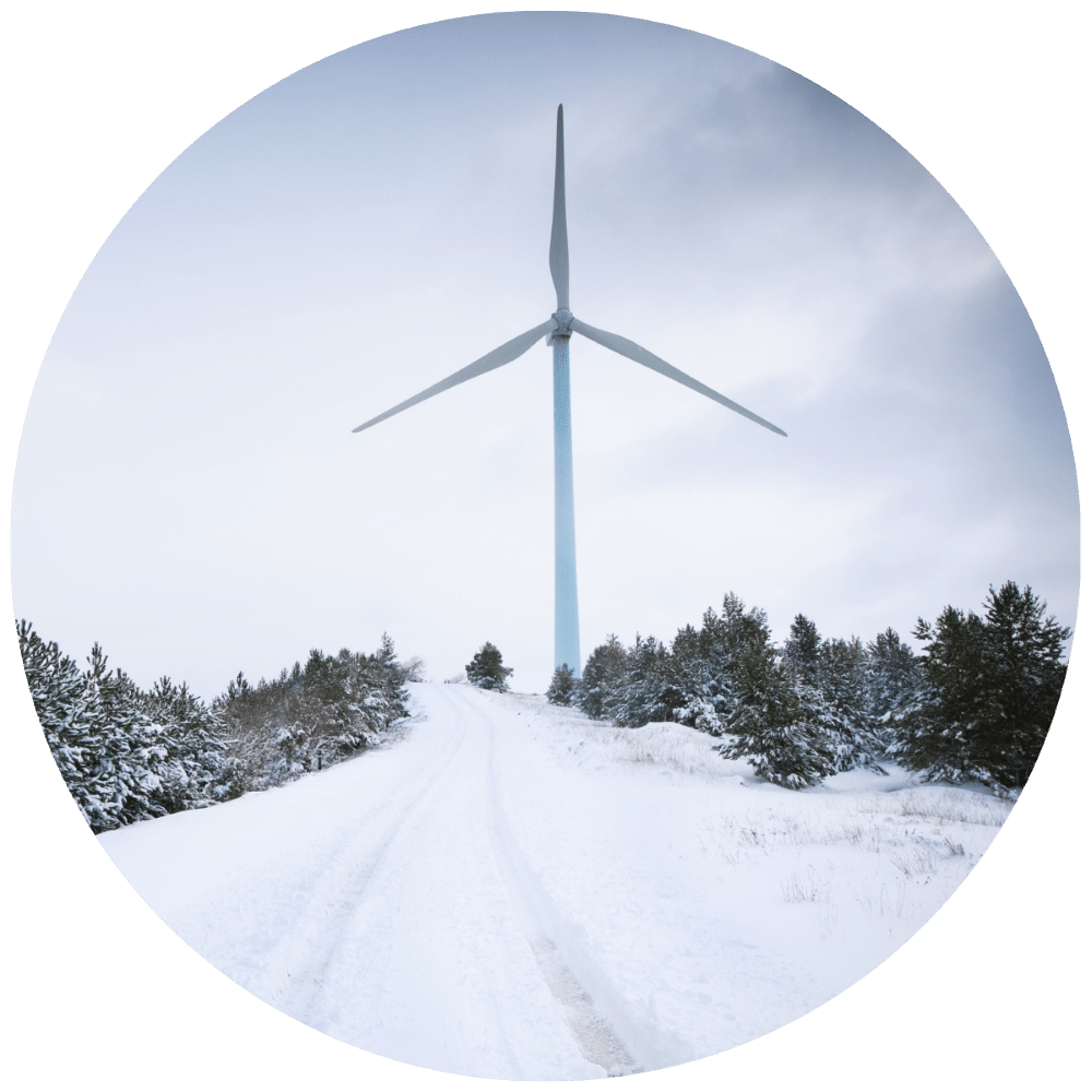 Wind turbine in winter season.